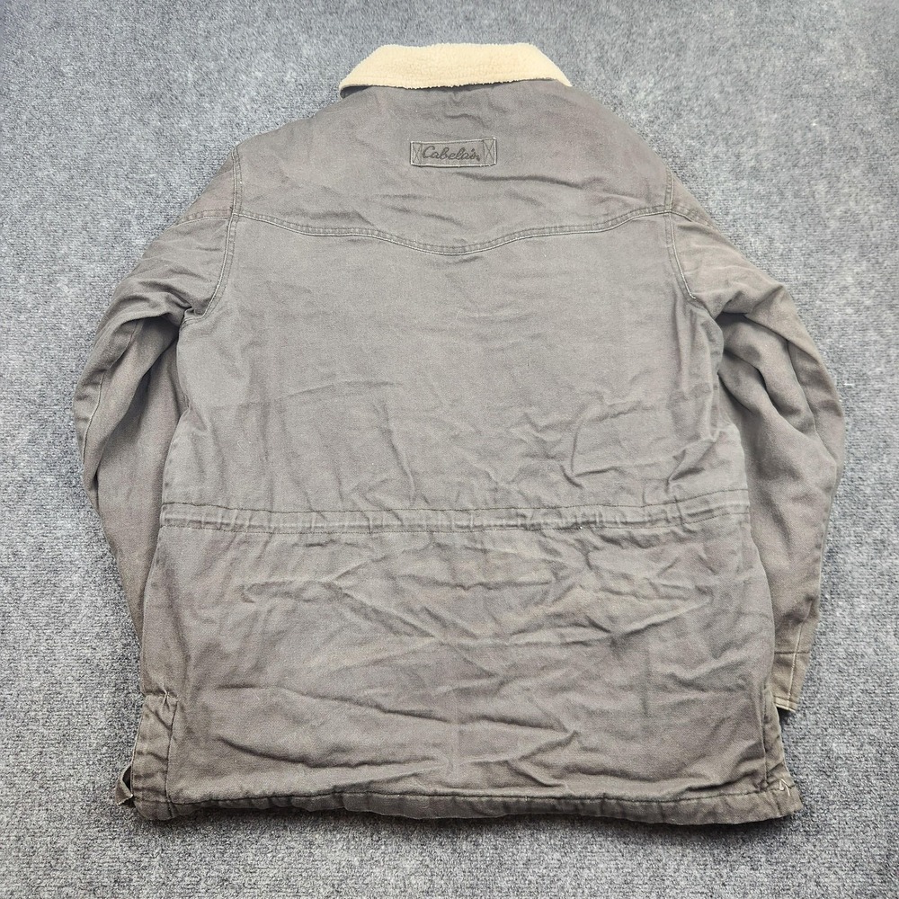 Cabelas Field Jacket Mens LT Green Canvas Sherpa Hunting Workwear Chore Coat - Picture 6 of 9